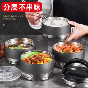 304 Stainless Steel Lunch <b>Box</b> Multi Layer Screw In Insulated Food <b>Container</b> Cylinder Shape With Lid - Product Image 3