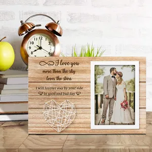 Moldura de madeira para fotos de aniversário, faça você mesmo, decoração personalizada de parede em forma de amor, aniversário, casamento