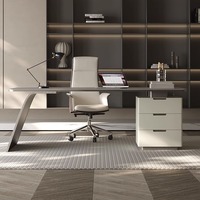 Bureau d'ordinateur et chaise de bureau moderne et luxueux avec dessus en marbre Mobilier de bureau de direction en acier inoxydable de haute qualité Bureau à domicile