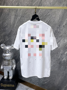 T-shirt à manches courtes unisexe tendance transfrontalière, style streetwear, avec patch géométrique en coton appliqué, coupe ample et polyvalente - Product Image 2