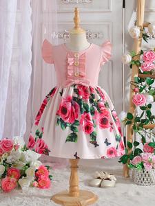 ชุดเดรสเด็กผู้หญิงลายดอกไม้ ปี 2026 คอทรงโอ แขนสั้น ผ้าฝ้ายผสมรักษ์โลก ทรงเอไลน์ พิมพ์ลายฤดูร้อน สไตล์เจ้าหญิง - Product Image 6