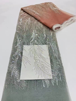 Zèle fait à la main de haute qualité robe de mariée africaine largeur personnalisée dentelle tissu avec paillettes perles luxe broderie mariage
