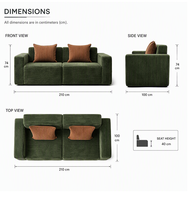 OEM ODM Hochelastisches Kurierfreundliches Flaches Boxy-Silhouette Würfelförmiges 2-Sitzer Ecksofa Gepresstes Sofa