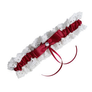 LOWOSAIWOR Jarretière de mariage pour mariée, en ruban de polyester élastique, avec strass, faite à la main - Product Image 3