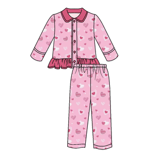 Prix de gros Nouveau style Automne/Hiver Ensembles de pyjamas boutonnés pour garçons et filles Col rond Mignons et confortables Vêtements de nuit - Product Image 2