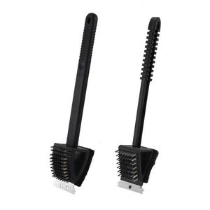Outil de barbecue multifonctionnel 3 en 1 de haute qualité, vente en gros personnalisée, avec long manche en plastique et brosse de nettoyage double face - Product Image 1