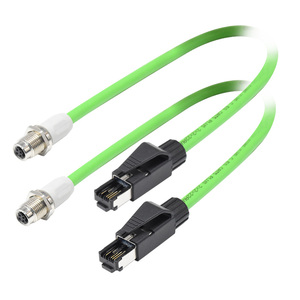 สายเคเบิลอีเทอร์เน็ต PROFINET ขั้วต่อ M8 4ขา D Code ตัวเมียกับสายเชื่อมแบบสองหัวหุ้ม RJ45 - Product Image 1