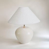 Lampe de table en céramique avec base créative, éclairage pour chambre à coucher, chevet, salon, base en céramique texturée, abat-jour en tissu de lin