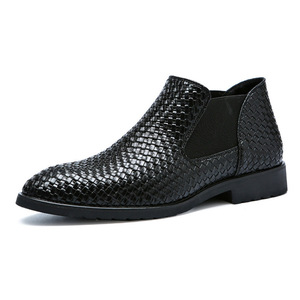 Botas <span class=keywords><strong>Chelsea</strong></span> de Cuero Genuino con Logotipo Personalizado en Relieve para Hombre, Zapatos Sin Cordones de Goma para Todas las Temporadas - Product Image 3