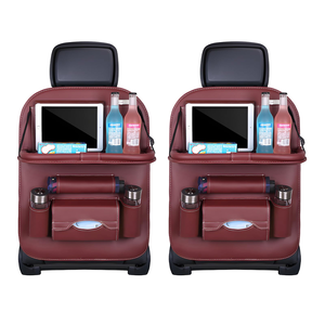 Factory Wholesale Custom Foldable PU Leather Car Backseat Anti Kick <b>Storage</b> Bags Car <b>Seat</b> Organizer - Product Image 1