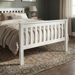 <span class=keywords><strong>Letto</strong></span> <span class=keywords><strong>Singolo</strong></span> Pieghevole in Legno di Pino Massiccio da 3 Piedi con <span class=keywords><strong>Testiera</strong></span> e Piedi Bassi, Design Moderno, Bianco 198Lx98Wx82H - Product Image 3