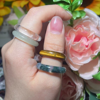 Bagues en Cristal Naturel Mélangé en Gros pour Femmes, Bagues de Guérison en Quartz, Bijoux Tendance, Ornements Cadeaux