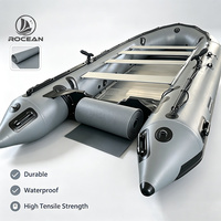 CE Grand bateau gonflable en caoutchouc de sol en aluminium de couleur noire et rouge durable en forme de V avec SFB-500 d'auvent