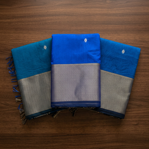 Tissu traditionnel indien tissé à la main Maheshwari Narmada Heavy Border, textile ethnique pour sari, vêtements de cérémonie et tenues festives - Product Image 4