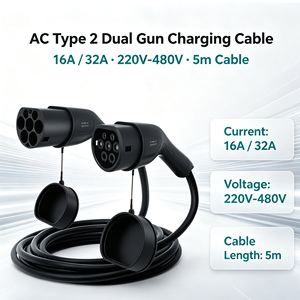 Câble de recharge EV Type <span class=keywords><strong>2</strong></span> vers Type <span class=keywords><strong>2</strong></span> 16A 32A 3,5/7kW 11/22kW Double prise AC Câble de connexion personnalisé en TPU pour recharge EV - Product Image 1