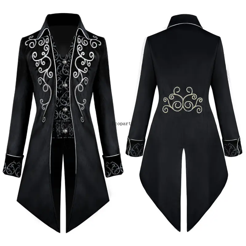 Ecoparty drop Men Costume vittoriano medievale Tuxedo Gentleman Tailcoat Gothic Steampunk Trench Vintage Frock Outfit Coat for Men