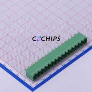 KF2EDGVC-5.0-16P Plug-in Terminal Block Through hole,P=5mm Connector Board-to-Board / Socket - Closed 1x16P 5mm Green - Product Image 1