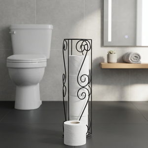Porte-papier toilette autoportant en fer, design rectangulaire traditionnel, support de rangement de salle de bain à plusieurs niveaux - Product Image 6