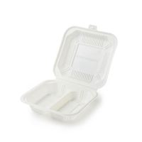 Conteneur alimentaire jetable biodégradable en amidon de maïs à compartiments, blanc, 20,3x20,3 cm, emballage en papier, ensemble de vaisselle de fête