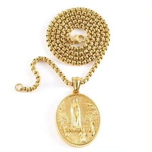 Pendentif Déesse de la Miséricorde en Acier Inoxydable Plaqué Or 18K, Style Hip-Hop, Bijoux Religieux pour Hommes et Femmes - Product Image 4