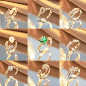 MARONEW cincin berlapis emas 18K kustom perhiasan hati kupu-kupu ular kubik zirkon batu permata berlian cincin jari kuningan untuk wanita