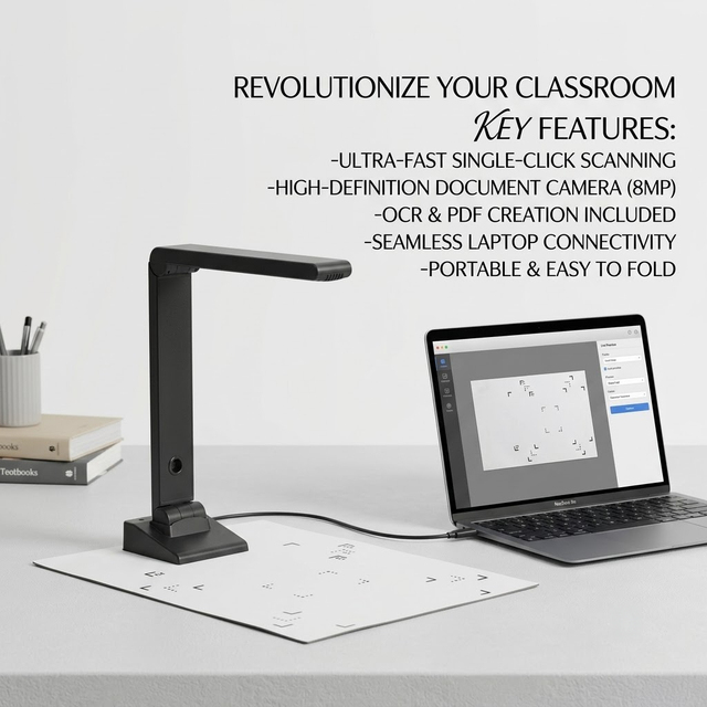 Document Scanner A3/A4 Size USB2.0/VGA/HD-MI Portable Visualizer 1 Second Scan High-Speed Plastic Document Camera in Stock