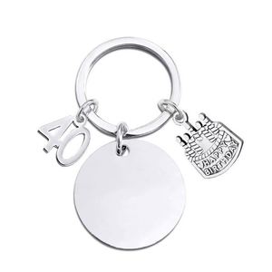 <b>Custom</b> Logo Hot Selling Birthday Cake Stainless Steel Engraved Gift Keychain Pendant Key Chain - Product Image 3