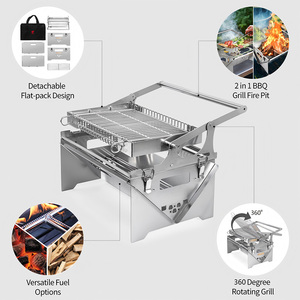 Asador de Carbón Giratorio de 360 Grados, Asador Portátil de Acero Inoxidable de Alta Resistencia <span class=keywords><strong>para</strong></span> Exteriores - Product Image 4