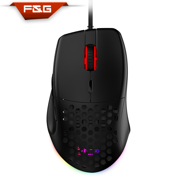 Black Wired RGB Gaming Mouse 12000DPI Lightweight Design Mouse