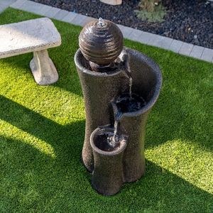 Elektrikli Işıklı Taşınabilir Dış Mekan Fiberglas Reçine Art Deco Modern Dekorasyon Yer Tipi Kuş Banyosu Bahçe Su Çeşmesi - Product Image 3
