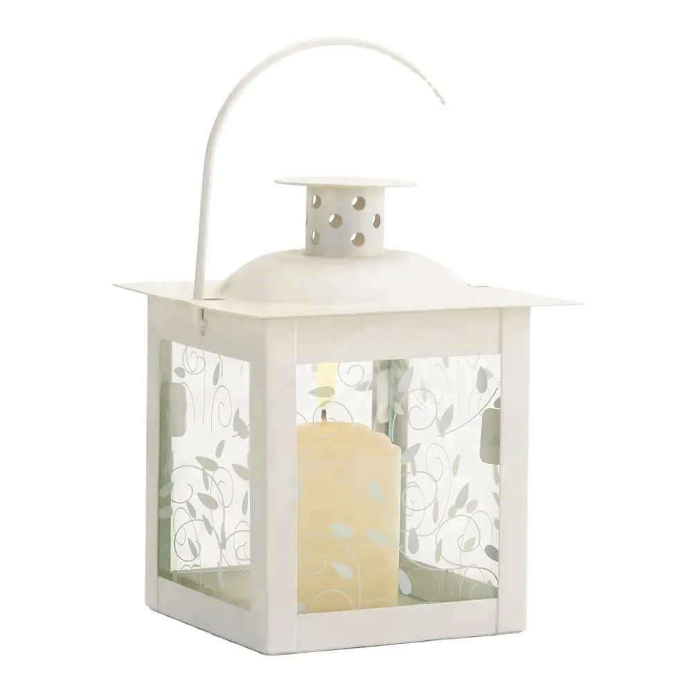 antique Design candle lanterns White Powder Coated Garden Candle Lantern white wood rustic candle lantern