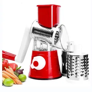 Râpe à fromage rotative, trancheuse à tambour rond, broyeur, <span class=keywords><strong>manivelle</strong></span> <span class=keywords><strong>Mandoline</strong></span> avec 3 tambours en acier inoxydable pour légumes - Product Image 1