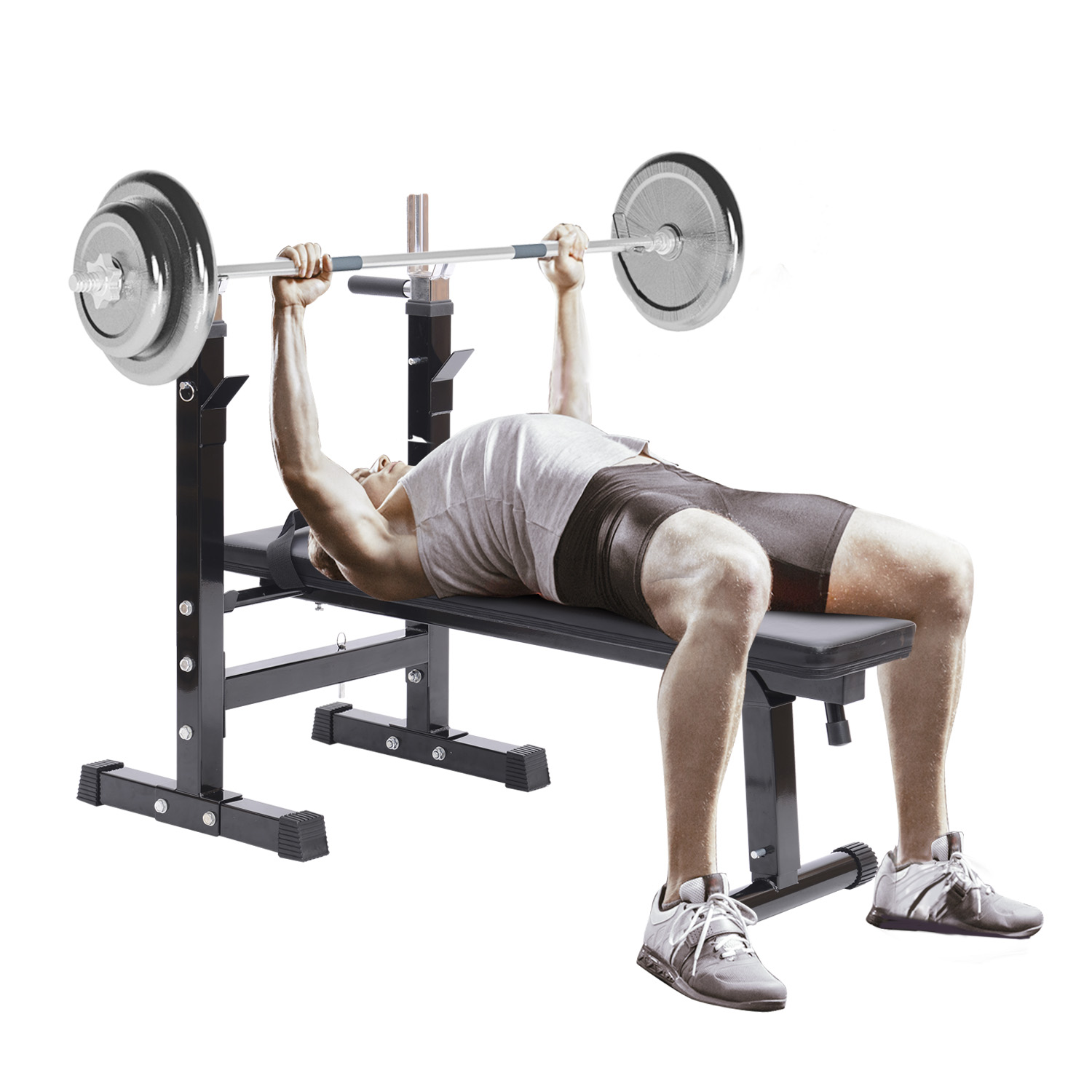 Multi-functional Fitness Exercise Gym Workout Folding Adjustable Weight Training Barbell Bench Press and Squat