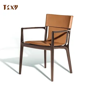 Venta caliente comercial brazo de madera Hotel silla de montar de cuero sillas de comedor para Club y restaurante