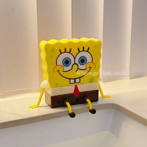 SpongeBob SquarePants Dishwashing Sponge <b>Block</b> Animal <b>Shape</b> Kitchen Cleaning Scouring Pad Absorbent For Pots And Pans - Product Image 2