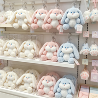 En gros, Porte-clés pendentif en peluche lapin mignon de dessin animé, portable, avec longues oreilles souples, doux, breloque de sac, cadeau
