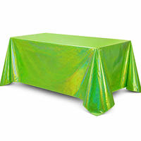 Nappe en PEVA holographique verte, imperméable, jetable, rectangulaire, en plastique, pour mariage, banquet, dîner, événements