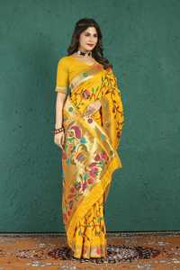 Sari de cuerpo completo de excelente calidad y Zari Work Pure Silk Handloom Saree para festivales y fiestas de proveedor indio - Product Image 6