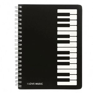 New Style Printed Piano Pattern A5 <b>Cute</b> Spiral Organizer/Planner <b>Notebook</b> with Custom Logo Leather Cover 80 Sheets-Gift Option - Product Image 1