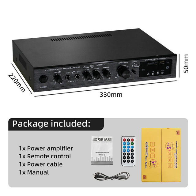 AV-369BT 5.1-channel Subwoofer High-power Stage Home Theater BT Radio Outdoor Amplifier