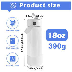 Groothandel Gratis Verzending 18oz Thermosfles Vacuüm Sublimatie Witte Sportwaterfles met siliconen bodem 25 stuks/doos - Product Image 5