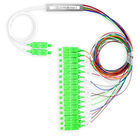 Pasokan Pabrik 2*16 Fiber Splitter G657A1 0.9mm Mini Steel Tube PLC Splitter Konektor SC/APC untuk FTTH 2*2 2*4 2*8 2*16...