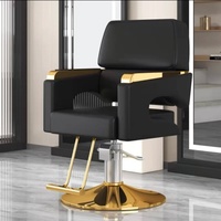 Fauteuil de salon de coiffure haut de gamme K, pivotant et relevable, en acier inoxydable, siège de barbier pour hommes en métal noir