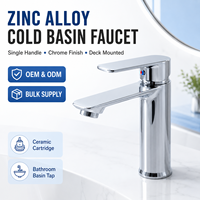 Robinet de lavabo en alliage de zinc, monocommande, chromé, eau froide, pour salle de bain, à poser sur le comptoir, cartouche céramique, OEM ODM