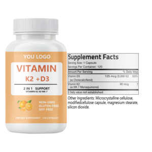 Kapsul Vitamin D3 dengan K2 mendukung kalsium Vitamin D3 K2 kualitas tinggi - Product Image 2
