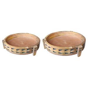 Bandeja de servicio de madera de mango de estilo rural Premium con patas, Juego de 2, venta al por mayor de fábrica para exhibición de restaurantes de hoteles y decoración del hogar - Product Image 1