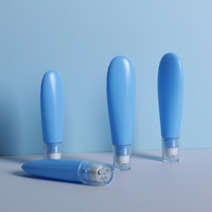 Tube en plastique PE bleu personnalisé pour crème contour des yeux, emballage cosmétique en gros, tube vide personnalisé pour sérum de soin de la peau, avec applicateur roll-on massant à visser - Product Image 6