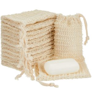 Wholesale 12x14cm Free Natural Body Cleaning Natural Fiber Sisal Soap <b>Bag</b> With Pouch Holder for <b>Shower</b> Bath - Product Image 1