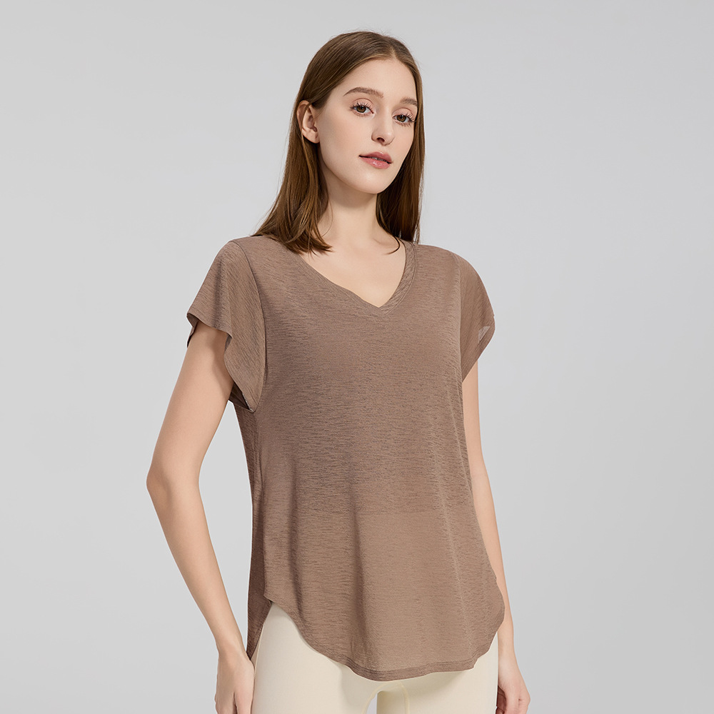 Women's Plus Size Breathable Four-Way Stretch Lightweight Quick-Dry Running T-Shirt Loose Fit Mid-Length for Yoga & Fitness