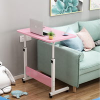 Canapé de salon bon marché Table d'appoint pour ordinateur portable Bureau d'ordinateur de chevet réglable en hauteur avec plateau en bois amovible avec roulettes